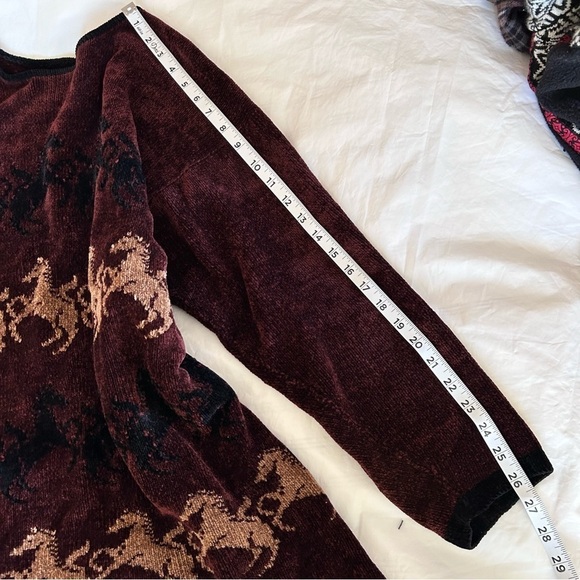 MILLIGAN BRAND VTG C.B. Milligan Chenille Horse Tunic Length Sweater Size L RARE - Picture 8 of 10